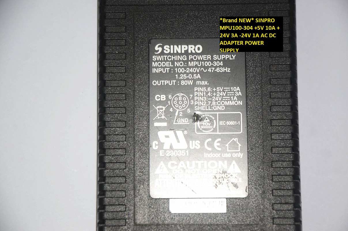 *Brand NEW* SINPRO MPU100-304 +5V 10A +24V 3A -24V 1A AC DC ADAPTER POWER SUPPLY